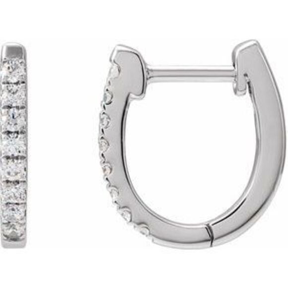 Kazi Luxury Sterling Silver 1/6 CTW Natural Diamond Hoop Earrings
